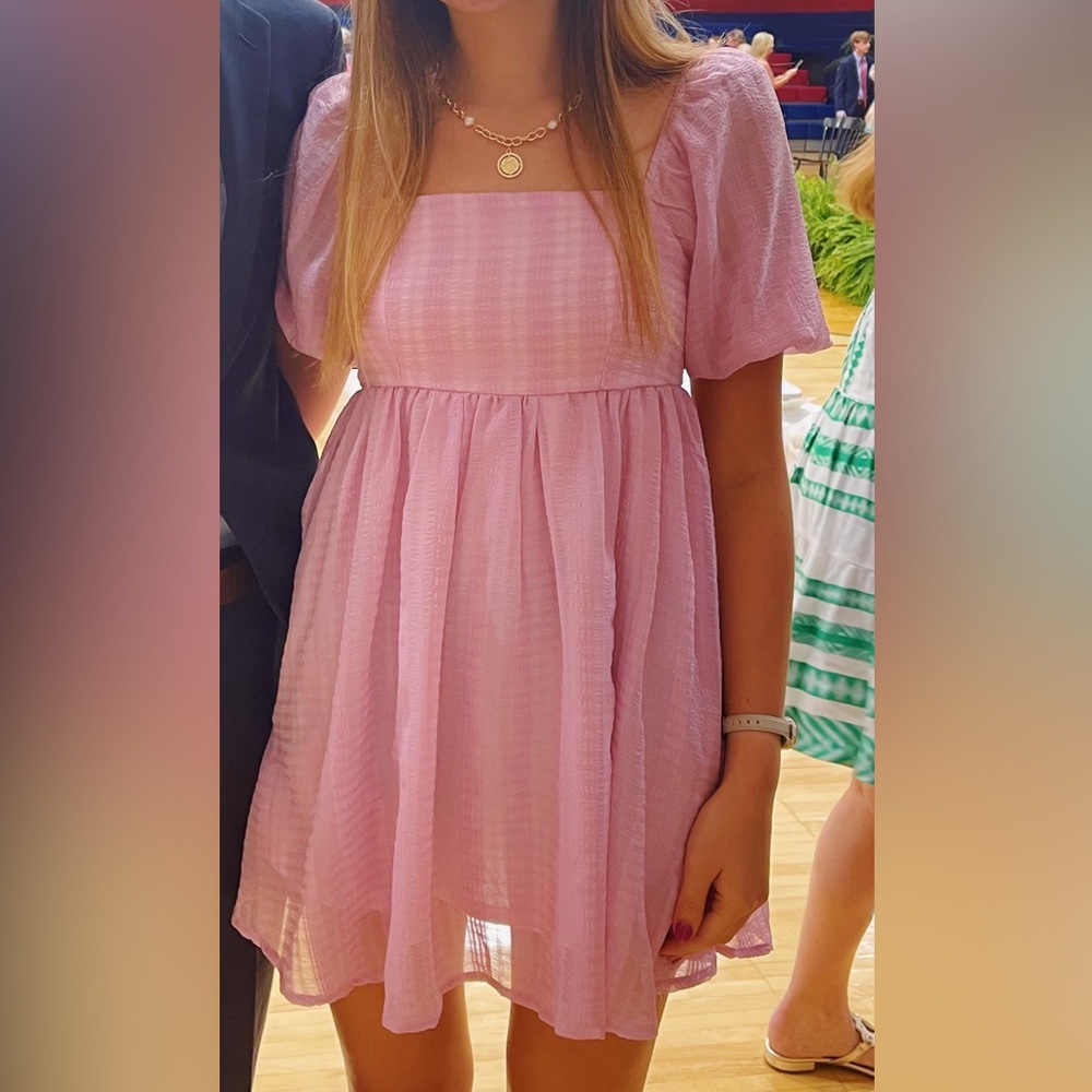 TCEC Pink Babydoll dress with puff sleeves
